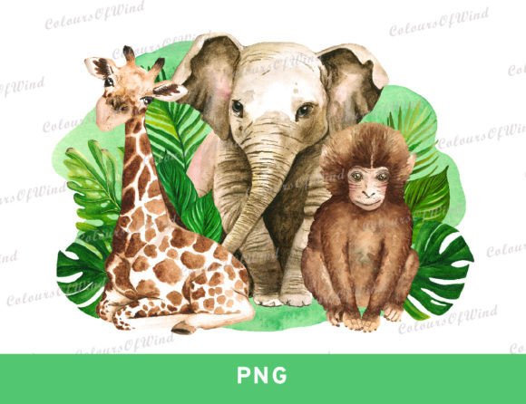 Download Jungle Animals in Tropical Leaves PNG - Leaves Collection