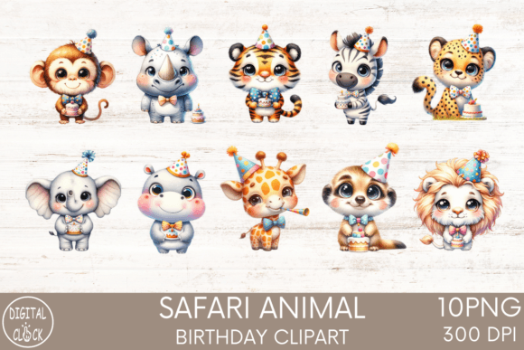 Download Safari Animal Birthday Party Clipart - Birthday party Collection