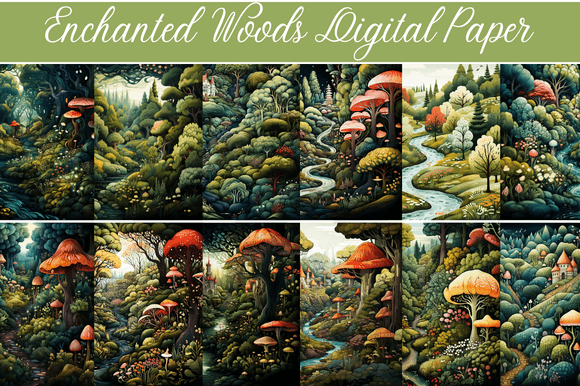 Download Enchanted Woods Digital Paper - Digital paper Collection