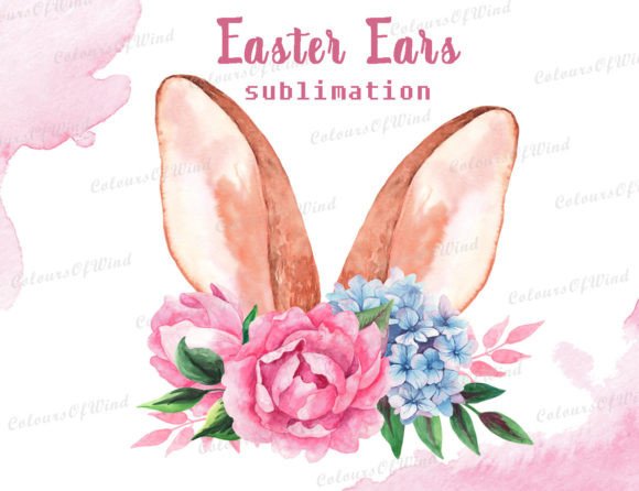 Download Easter Ears Sublimation PNG, Pink Floral - Premium Resources