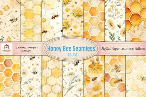 Download Honey Bee Digital Paper Bundle - Digital paper Collection