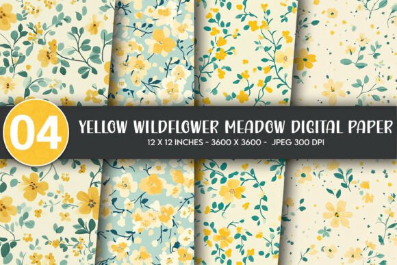 Download Yellow Wildflower Meadow Digital Paper - Digital paper Collection