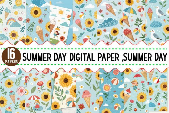 Download Summer Day Digital Paper ,Summer Day Pat - Digital paper Collection